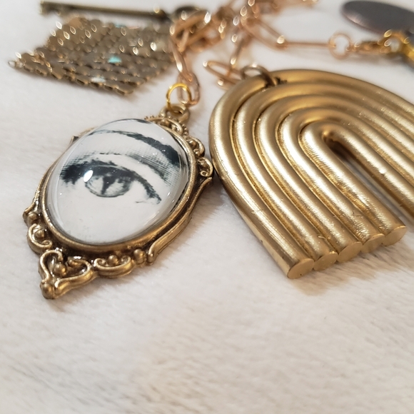 Fornasetti Style Gold Bag Charm Keychain Italian Art Face Motif FREE SHIPPING - Picture 5 of 9